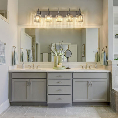 Modern Dimmable Crystal Bathroom Vanity Light Wall Sconces with Crystal Shades