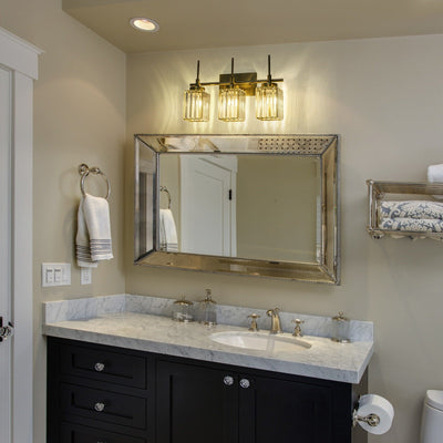 Modern Gold Dimmable Wall Light Glam Cylinder Bathroom Crystal Vanity Light Wall Sconces