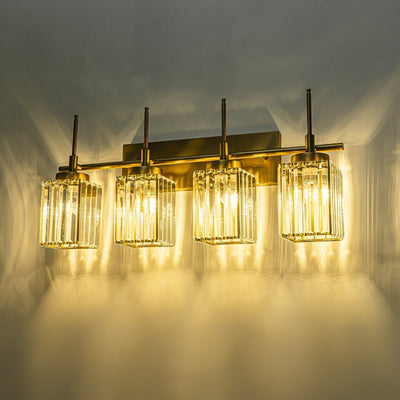 Modern Gold Dimmable Wall Light Glam Cylinder Bathroom Crystal Vanity Light Wall Sconces