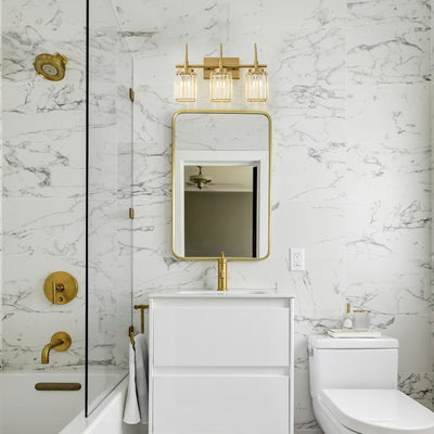 Modern Gold Dimmable Wall Light Glam Cylinder Bathroom Crystal Vanity Light Wall Sconces
