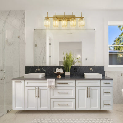 Modern Gold Dimmable Wall Light Glam Cylinder Bathroom Crystal Vanity Light Wall Sconces