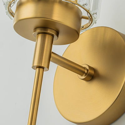 Modern Gold Dimmable Wall Light Glam Cylinder Bathroom Crystal Vanity Light Wall Sconces