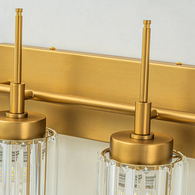 Modern Gold Dimmable Wall Light Glam Cylinder Bathroom Crystal Vanity Light Wall Sconces