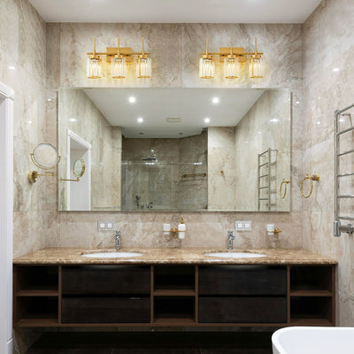 Modern Gold Dimmable Wall Light Glam Cylinder Bathroom Crystal Vanity Light Wall Sconces