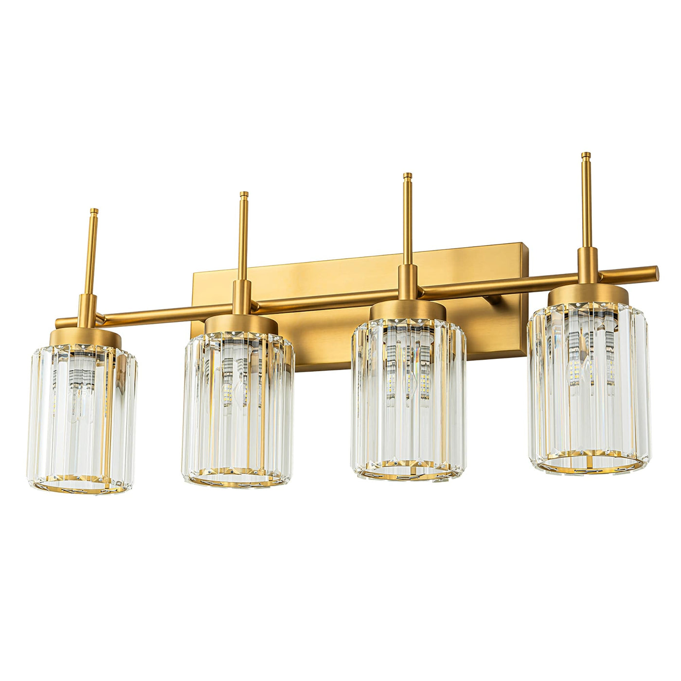 Modern Gold Dimmable Wall Light Glam Cylinder Bathroom Crystal Vanity Light Wall Sconces