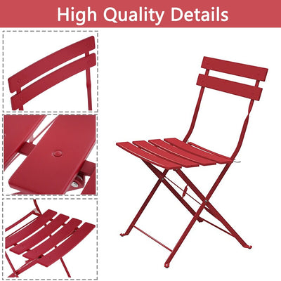 3pc Metal Folding Bistro Set, Weather-Resistant Outdoor/Indoor Conversation Set for Patio, Yard, Garden