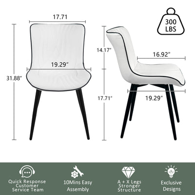 Modern Upholstered Leather Armless Dining Chairs Set of 2