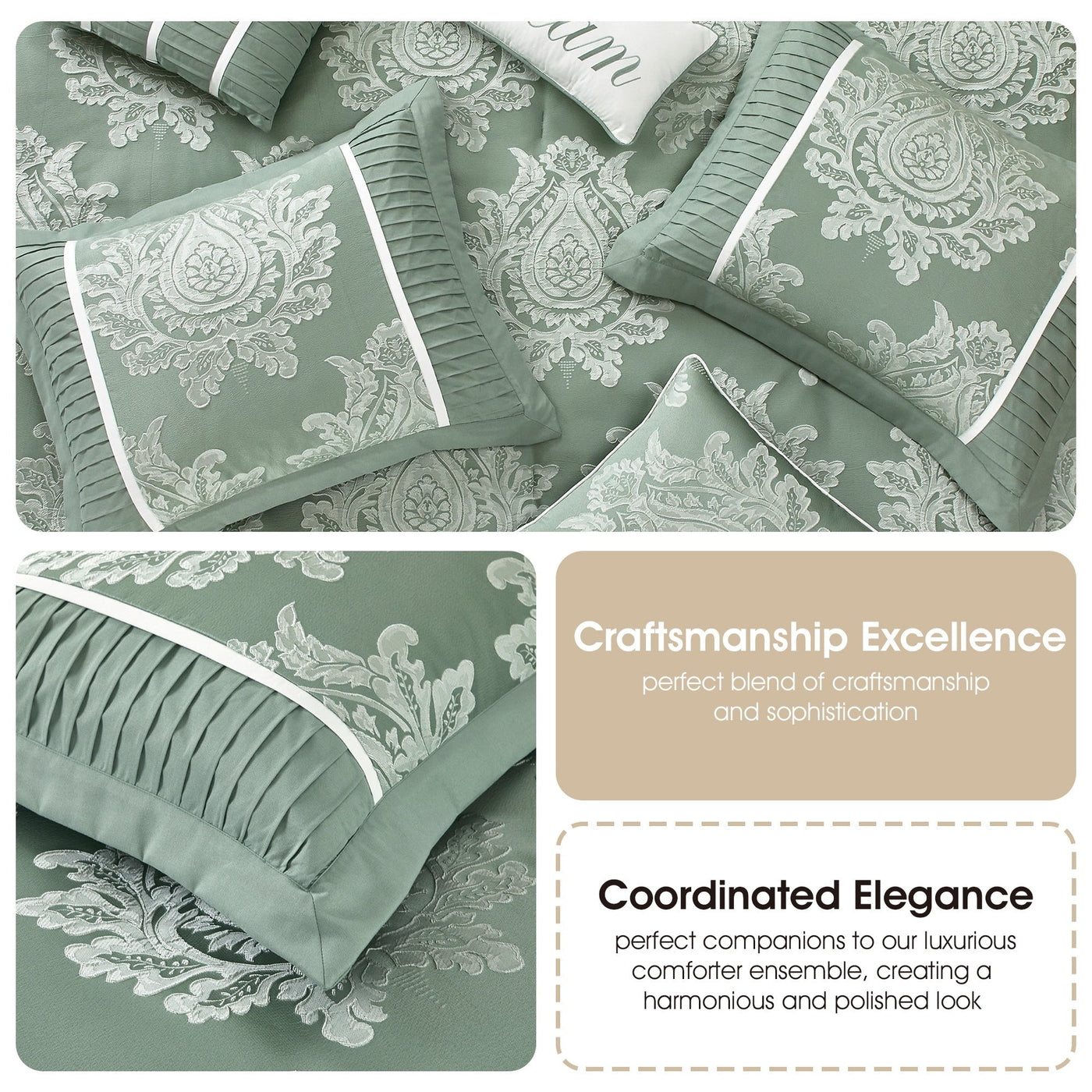 Nanshing Tiana 7 Piece Traditional Damask Comforter Set