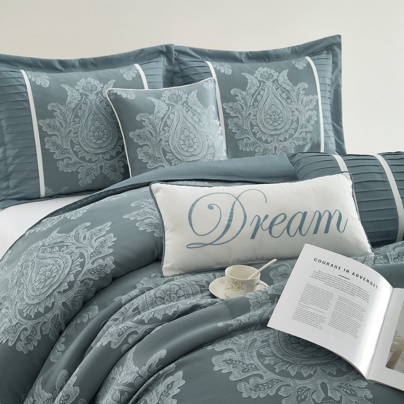 Nanshing Tiana 7 Piece Traditional Damask Comforter Set