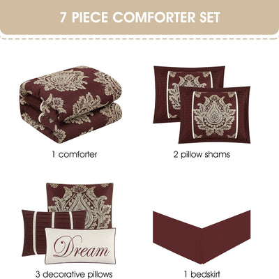 Nanshing Tiana 7 Piece Traditional Damask Comforter Set