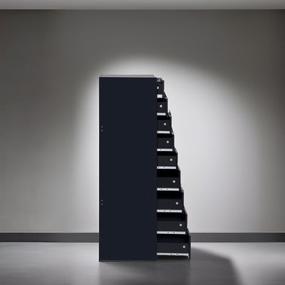 Narrow Wooden 9-Drawer Cabinet with Smooth-Glide Drawers and Top Storage Shelf