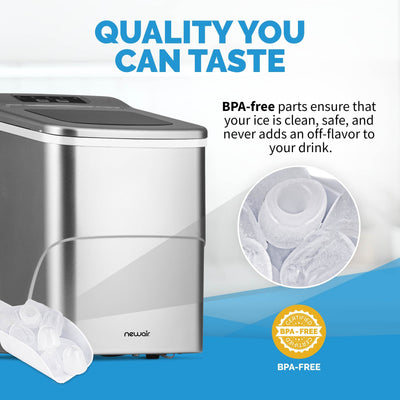 Newair 26 lbs. Countertop Ice Maker, Portable and Lightweight, Intuitive Control, Large or Small Ice Size, BPA Free Parts
