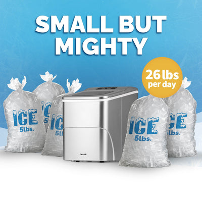 Newair 26 lbs. Countertop Ice Maker, Portable and Lightweight, Intuitive Control, Large or Small Ice Size, BPA Free Parts