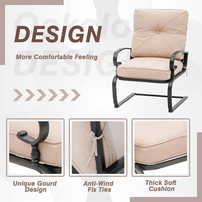 Nista 3 Piece Outdoor Patio C-Spring Bistro Set Dining Chairs with Cushions and Coffee Table by Havenside Home