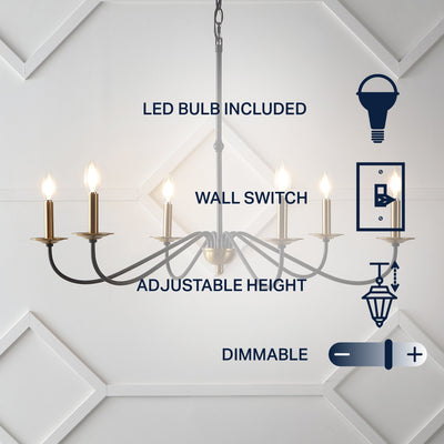 34.75 6-Light Iron LED Chandelier, by JONATHAN Y