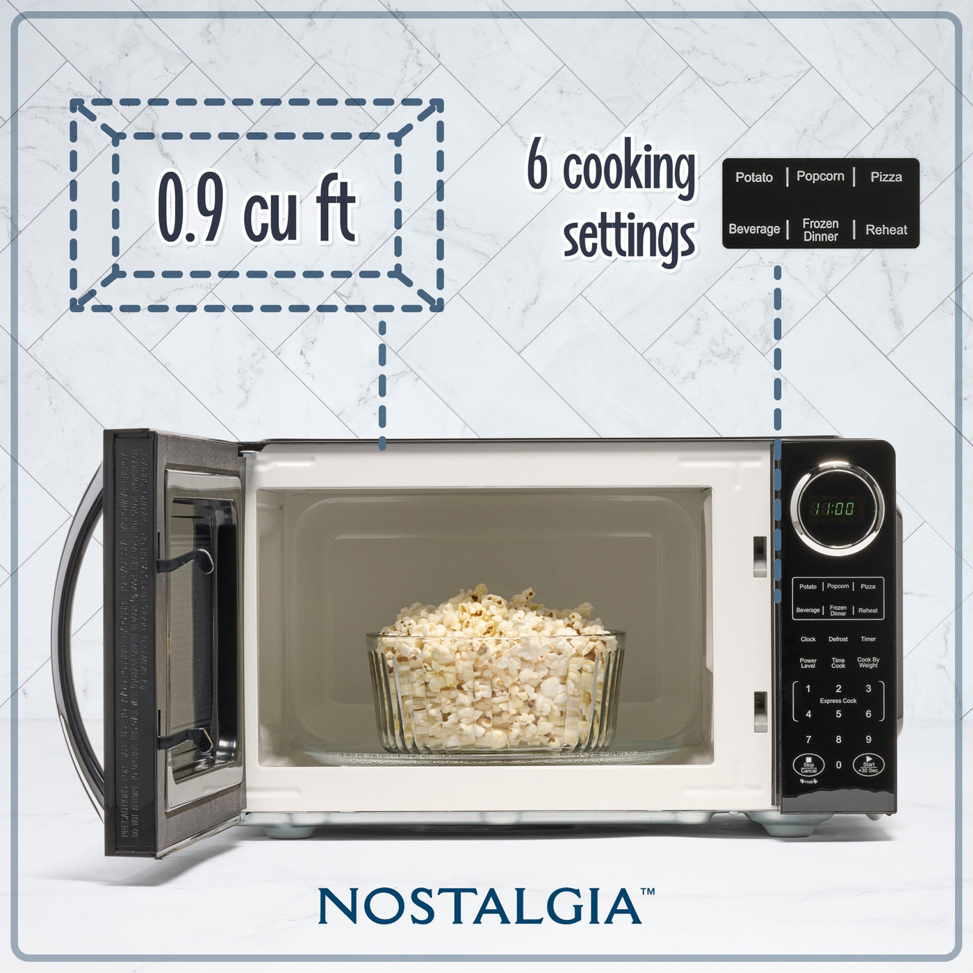 Nostalgia Retro 0.9 Cubic Foot Countertop Microwave Oven