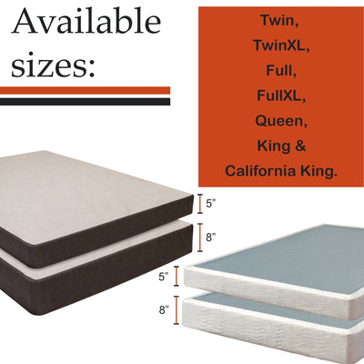 ONETAN , 5” & 8 Easy Wood Box Spring/Foundation with Simple Assembly, White.
