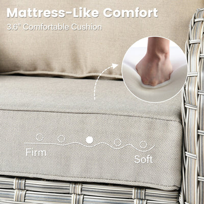 OVIOS 9 Pieces Outdoor Wicker Swivel Chair Set With Fire Table