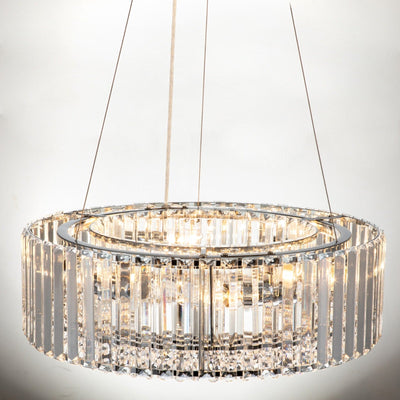 OYIPRO 6/8/12-Light Modern Round Crystal Chandelier Drum Shape Pendant Light for Kitchen Island