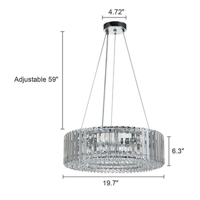 OYIPRO 6/8/12-Light Modern Round Crystal Chandelier Drum Shape Pendant Light for Kitchen Island