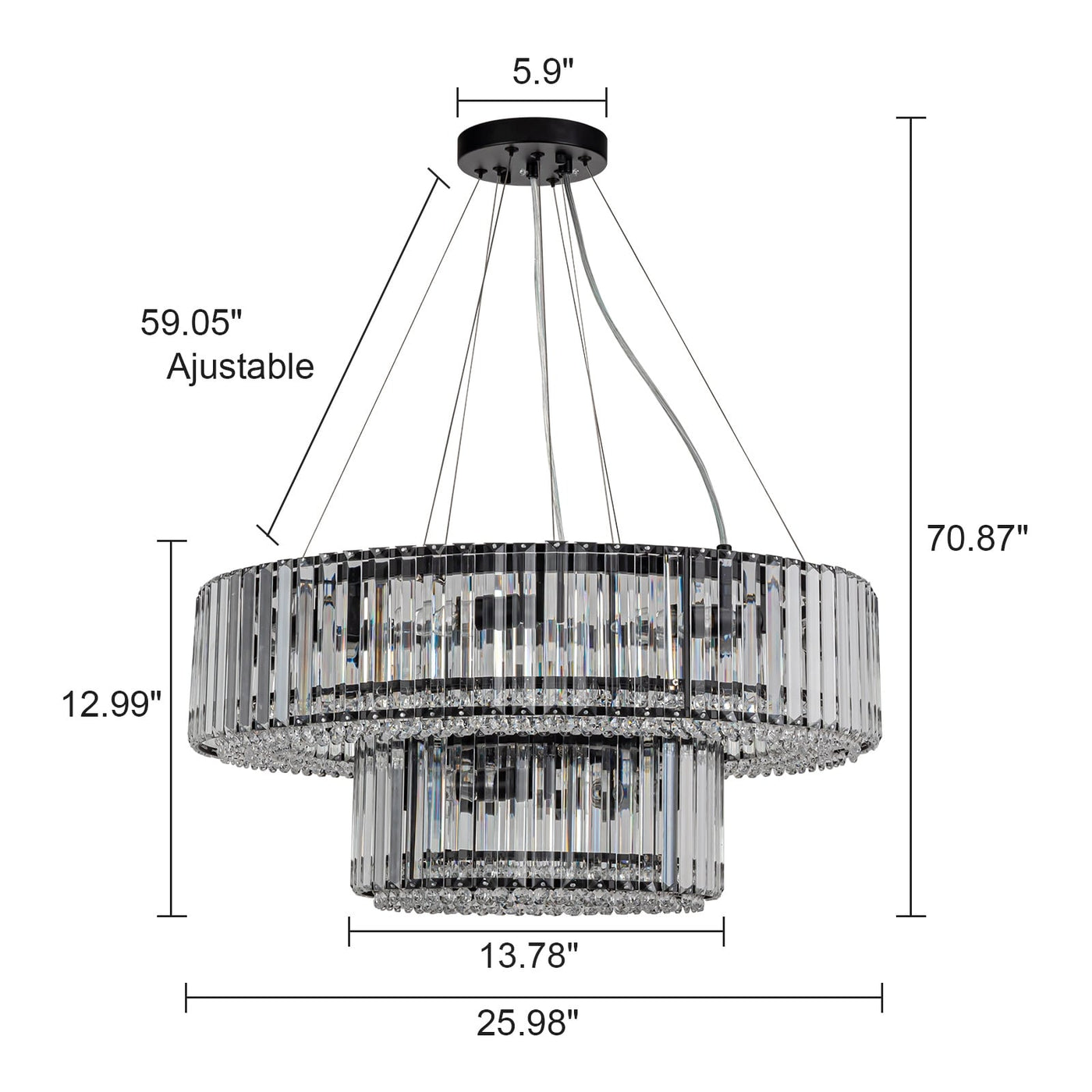 OYIPRO 6/8/12-Light Modern Round Crystal Chandelier Drum Shape Pendant Light for Kitchen Island