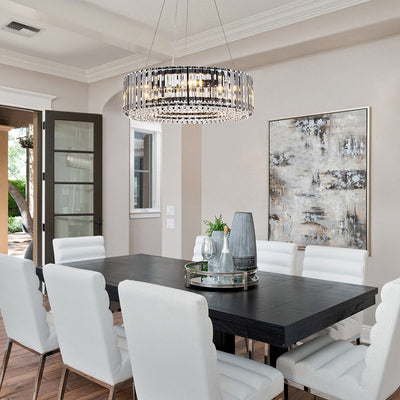 OYIPRO 6/8/12-Light Modern Round Crystal Chandelier Drum Shape Pendant Light for Kitchen Island