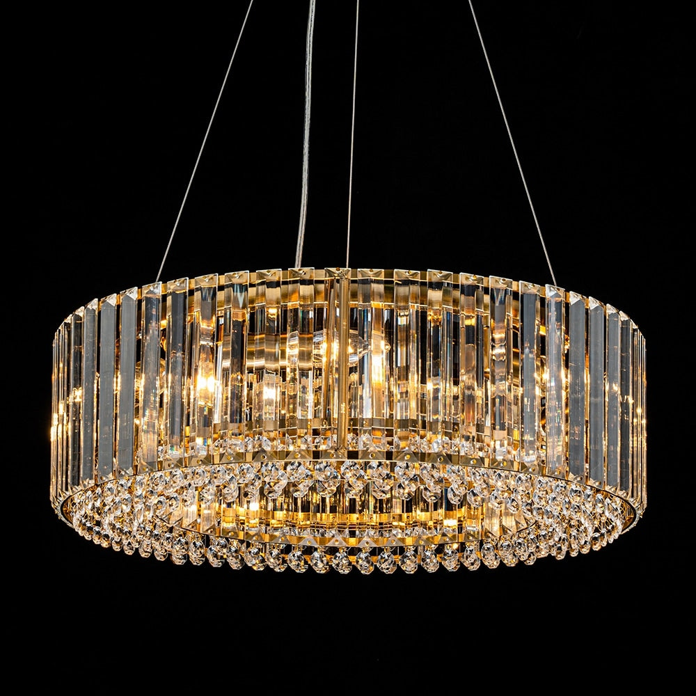 OYIPRO 6/8/12-Light Modern Round Crystal Chandelier Drum Shape Pendant Light for Kitchen Island
