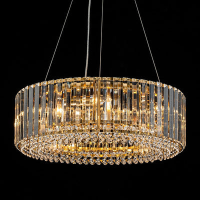OYIPRO 6/8/12-Light Modern Round Crystal Chandelier Drum Shape Pendant Light for Kitchen Island