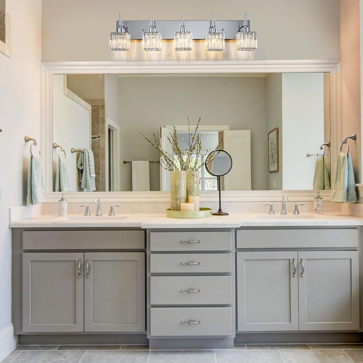 Ora Modern Dimmable Crystal Bathroom Light Fixtures Over Mirror Glam Vanity Lights