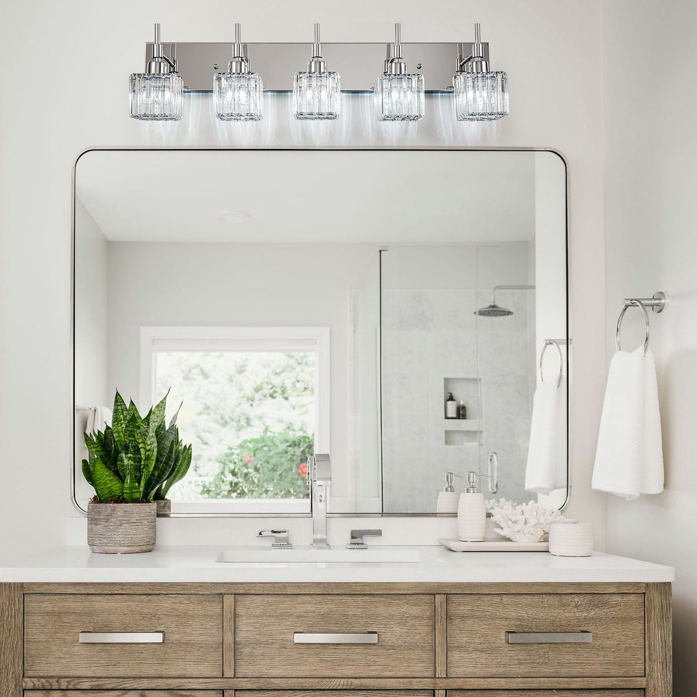 Ora Modern Dimmable Crystal Bathroom Light Fixtures Over Mirror Glam Vanity Lights