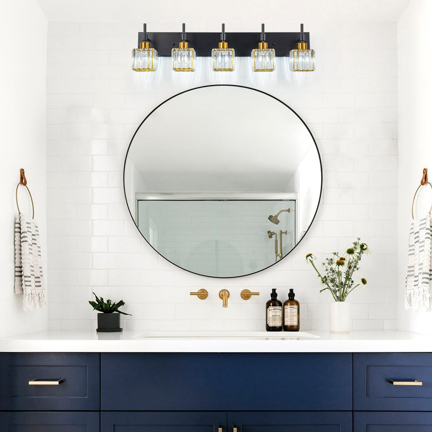 Ora Modern Dimmable Crystal Bathroom Light Fixtures Over Mirror Glam Vanity Lights