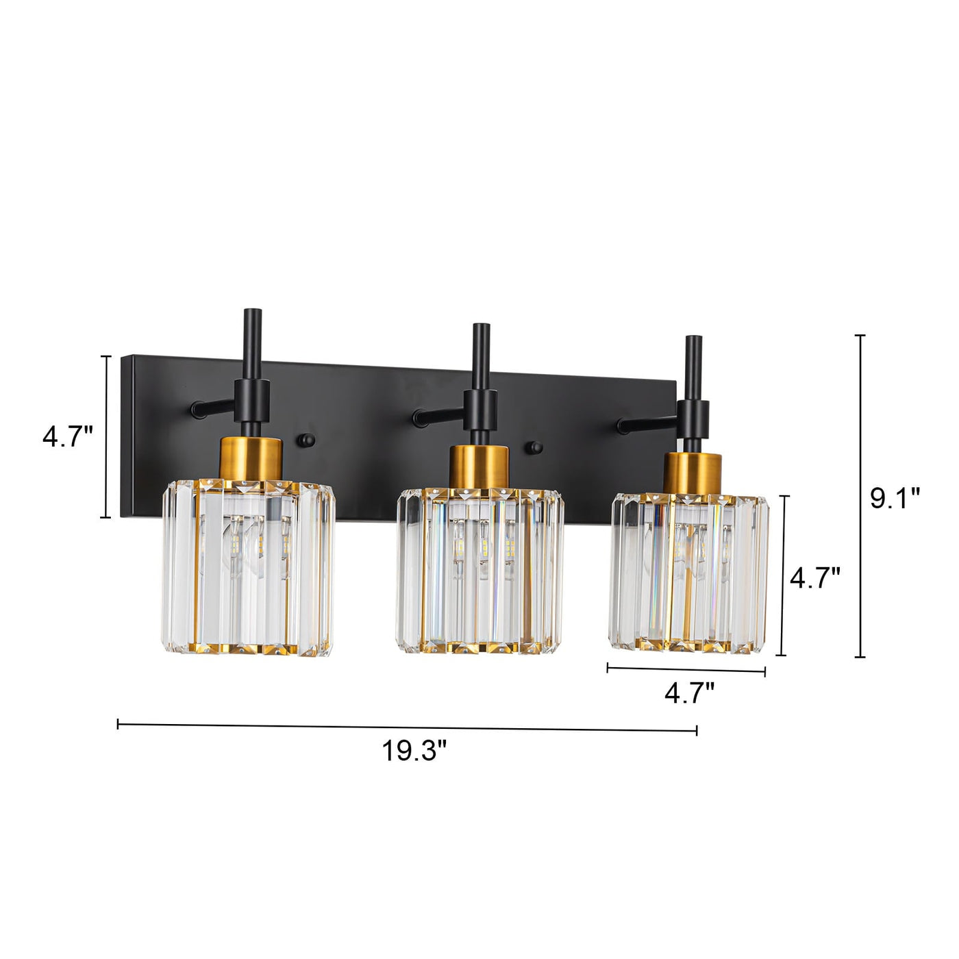 Modern Dimmable Crystal Bathroom Vanity Light Wall Sconces with Crystal Shades