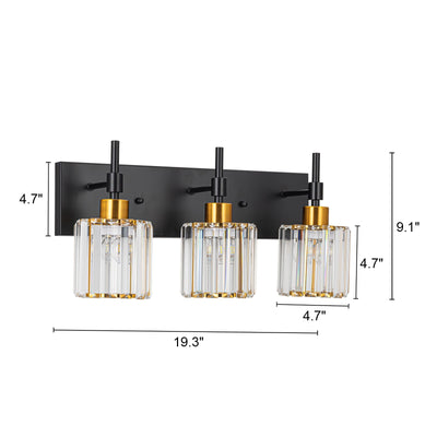 Modern Dimmable Crystal Bathroom Vanity Light Wall Sconces with Crystal Shades