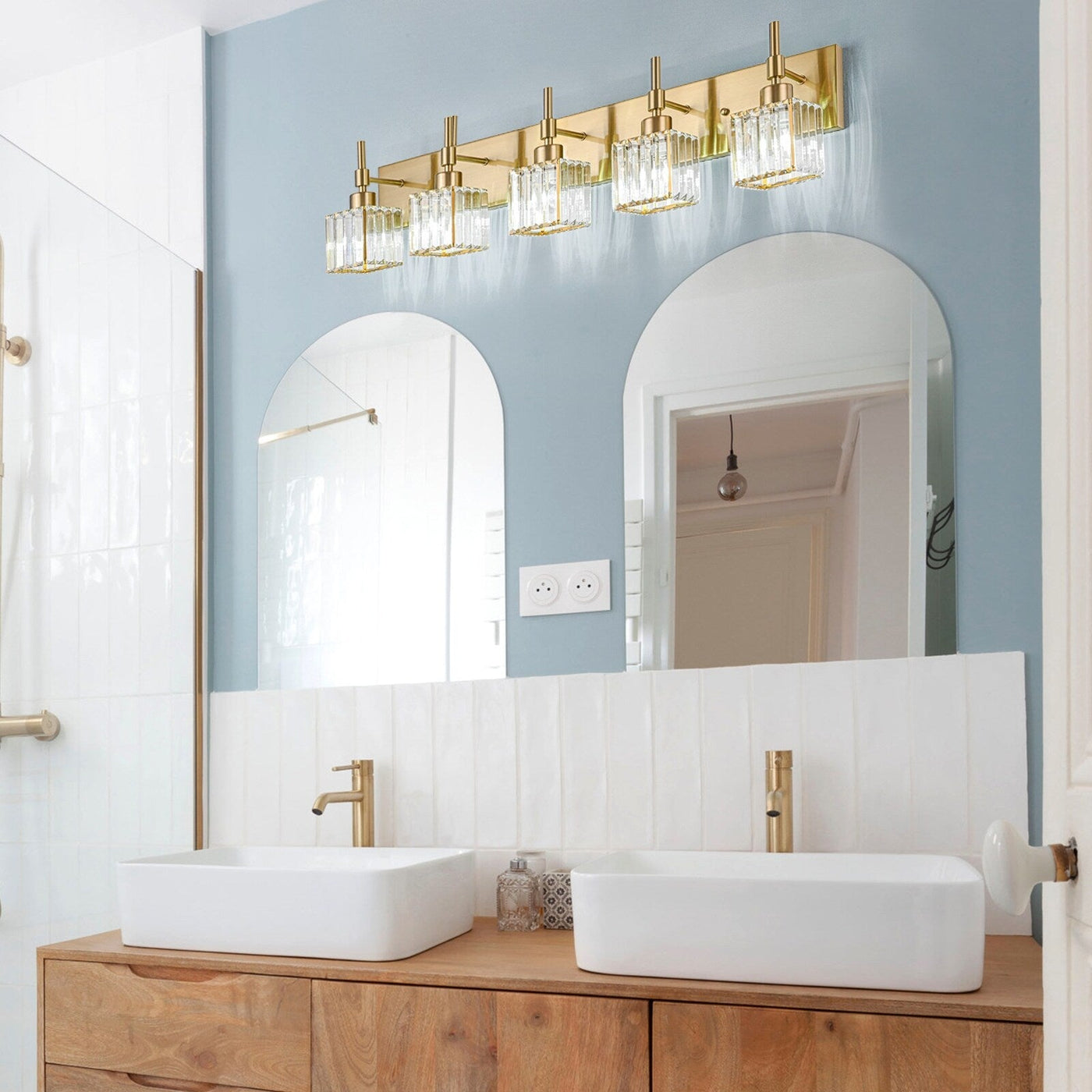 Ora Modern Dimmable Crystal Bathroom Light Fixtures Over Mirror Glam Vanity Lights