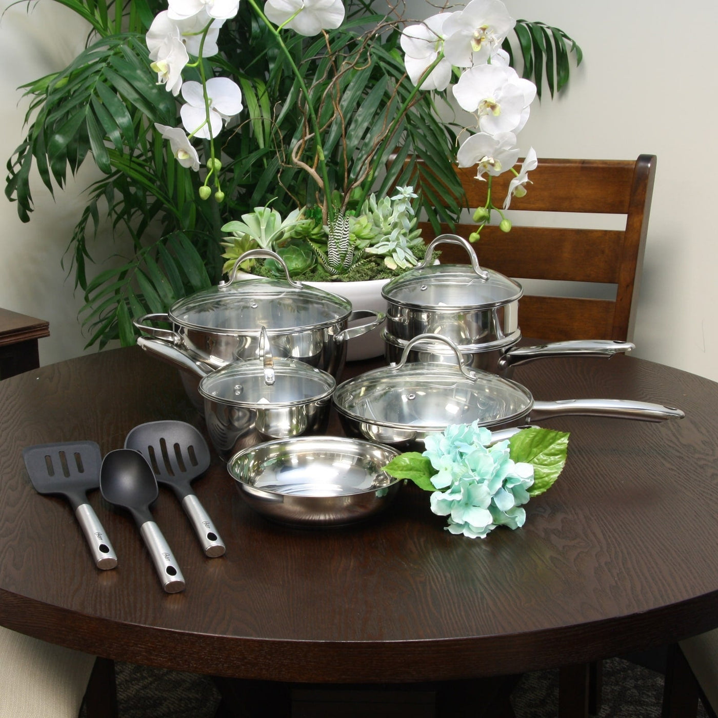 Oster Ridgewell 13 piece Stainless Steel Belly Shape Cookware Set