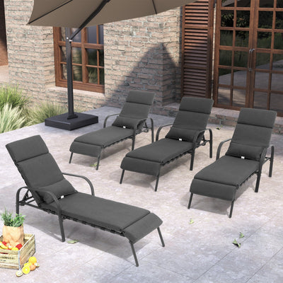 Outdoor Adjustable Patio Chaise Lounge Chair with Cushion Beach Poolside