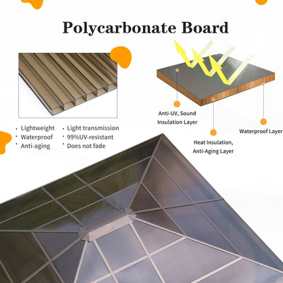 EROMMY Hardtop Gazebo,Outdoor Pergola with Double Roof & Netting & Curtains,Heavy Duty Canopy for Patio, Backyard, Pool party