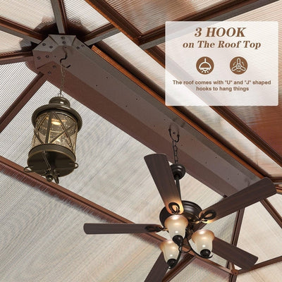 EROMMY Hardtop Gazebo,Outdoor Pergola with Double Roof & Netting & Curtains,Heavy Duty Canopy for Patio, Backyard, Pool party