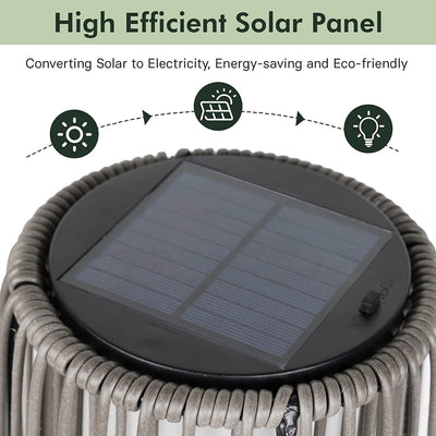 Outdoor Floor Solar Light 2-Pack, All-Weather Wicker Solar Patio Lamp Waterproof Outside Solar Deck Lamp for Porch, Yard, Garden