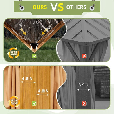 Outdoor Hardtop Gazebo with Galvanized Steel Double Roof & Aluminum Frame, Outdoor pergola with Premium Curtains and Nettings