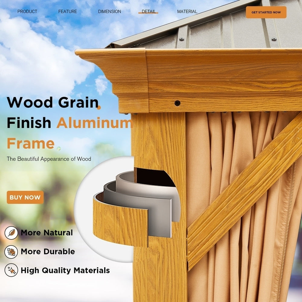 Outdoor Hardtop Gazebo with Galvanized Steel Double Roof & Aluminum Frame, Outdoor pergola with Premium Curtains and Nettings