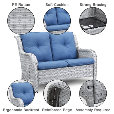 Gymojoy Outdoor Loveseat Wicker Sofa Set Rattan Sofa