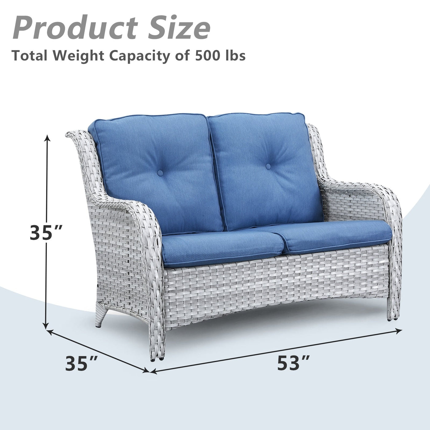 Gymojoy Outdoor Loveseat Wicker Sofa Set Rattan Sofa