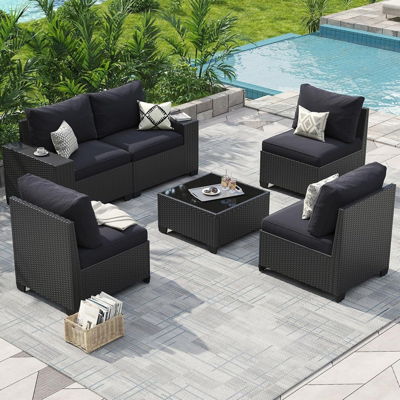 Outdoor Patio Furniture Sets with 4in Thicken Cushion
