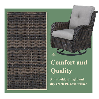Gymojoy Outdoor Wicker Rocking Lounge Chairs with Swivel Base (Set of 2)