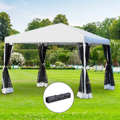 Outsunny 10' x 10' Heavy Duty Pop Up Canopy with Removable Mesh Sidewall Netting, Easy Setup Design, Outdoor Party Event