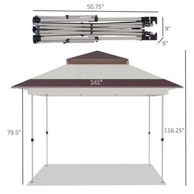 Outsunny 12' x 12' Pop Up Canopy Sun Shade Instant Tent Folding with Mesh Sidewall Netting, 3-Level Adjustable Height