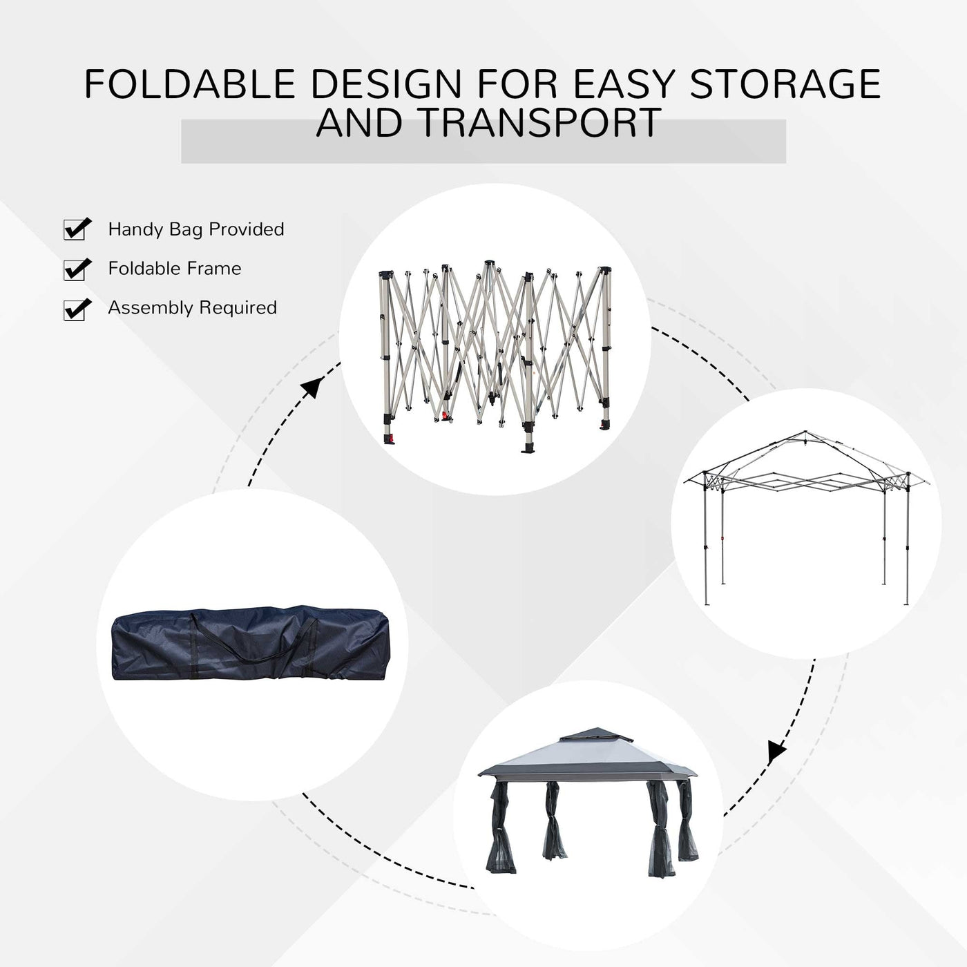 Outsunny 12' x 12' Pop Up Canopy Sun Shade Instant Tent Folding with Mesh Sidewall Netting, 3-Level Adjustable Height