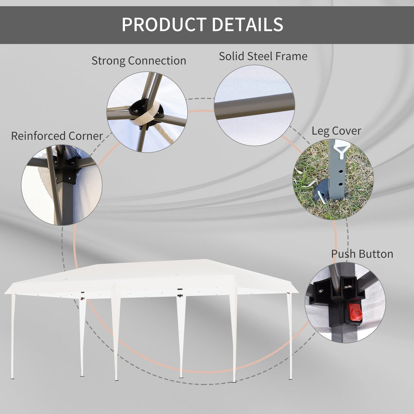 Outsunny Heavy Duty Pop Up Canopy with Sturdy Frame, UV Fighting Roof, Carry Bag for Patio, Backyard, Beach, Garden