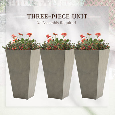 Outsunny 28 Tall Plastic Flower Pot, Set of 3, Large Outdoor & Indoor Plastic Garden Planters, for Entryway, Patio, Yard